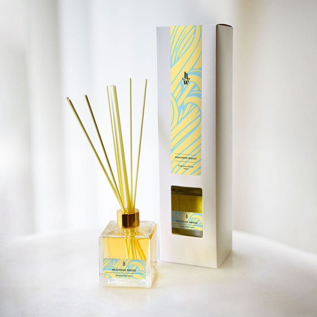 Honey Willow Beachside Breeze reed diffuser, 140ml eco-friendly home fragrance