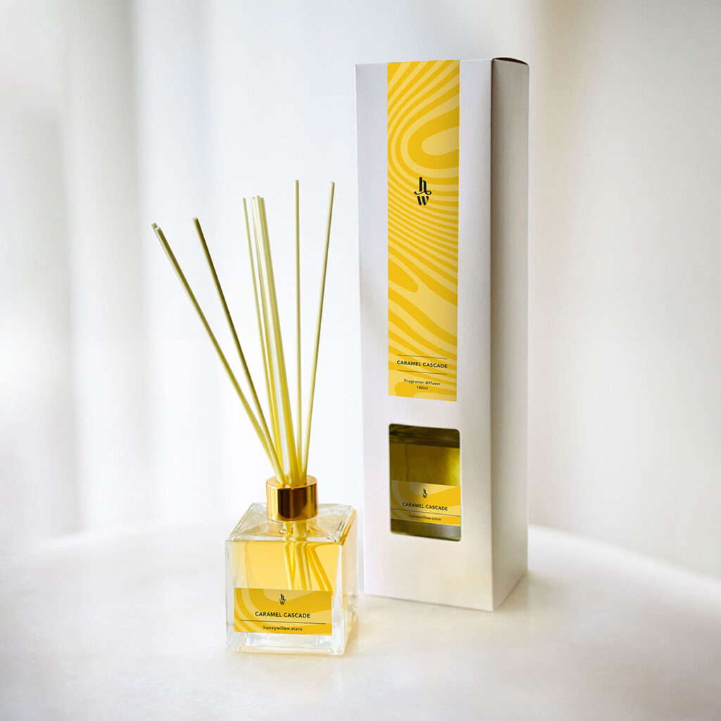 Honey Willow Caramel Cascade reed diffuser, 140ml eco-friendly home fragrance