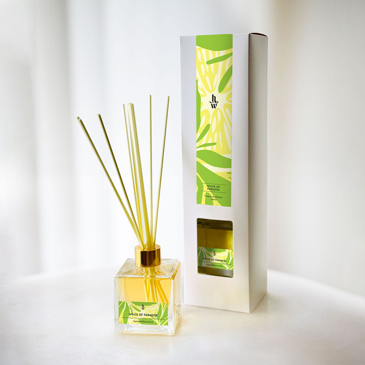 Honey Willow Splice of Paradise reed diffuser, 140ml eco-friendly home fragrance