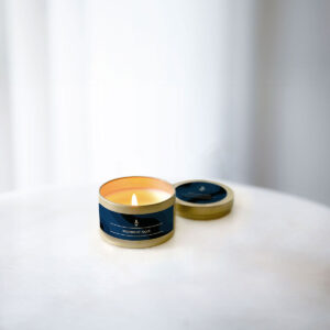 Honey Willow Midnight Noir candle tin, 120g eco-friendly home fragrance